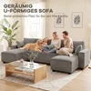 Aosom Kampinė sofa su dviem šezlongais, U formos, šviesiai pilka, 311 x 154 x 91 cm