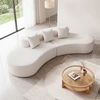 Koduva Kampinė sofa su lenkta forma, velvetas, smėlio spalvos, 306 x 132 x 63 cm, su 3 pagalvėmis