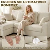 Koduva Kampinė sofa su reversine šezlongo dalimi, 3 vietų, aksomo išvaizdos, smėlio spalvos, 235,5 x 145 x 88 cm