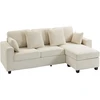 Koduva Kampinė sofa su reversine šezlongo dalimi, 3 vietų, aksomo išvaizdos, smėlio spalvos, 235,5 x 145 x 88 cm