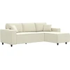 Koduva Kampinė sofa su šezlongu, 3 vietų, kreminė balta, korduro, 241 x 153 x 83 cm