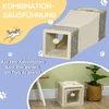 Koduva Katilų tunelis su 2 kačių nameliais, braun, beige, 98 x 30 x 30 cm