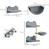 Koduva Katzen kletterwand set kačių sieninis laipiojimo rinkinys, 4 dalių, pilkas, su hamaku, draskymo lenta ir šuolių platformomis