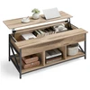 Songmics Kavos staliukas su atvira ir paslėpta daiktų laikymo vieta, 60 x 120 x (48–62) cm, rudas-juodas