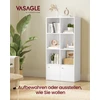 Songmics Knygų lentyna, 4 aukštų, su 2 skyriais su durelėmis, debesų baltos spalvos, 29 x 65,8 x 130 cm