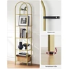 Songmics Knygų lentyna, 5 lentynų, arkinės formos, grūdintas stiklas ir plienas, aukso spalvos