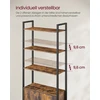 Songmics Knygų lentyna, 6 aukštų, 24 x 60 x 159,5 cm, vintažinė ruda, juoda