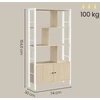 Songmics Knygų lentyna su 4 atviromis lentynomis, 30 x 74 x 154,5 cm, smėlio balta