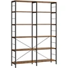 Songmics Knygų lentyna su 6 lentynomis, 30 x 120 x 172,5 cm, medžio drožlių plokštė ir plienas, ruda-juoda