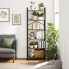 Songmics Knygų lentyna su 6 lentynomis, 66 x 30 x 186 cm, plieno rėmas, ruda-juoda