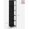 Songmics Knygų lentyna su 6 lentynomis ir LED apšvietimu, plieno rėmas, 30,3 x 40 x 178,6 cm, juoda