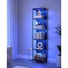 Songmics Knygų lentyna su 6 lentynomis ir LED apšvietimu, plieno rėmas, 30,3 x 40 x 178,6 cm, juoda