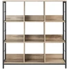 Songmics Knygų lentyna su 9 skyriais, 100 x 30 x 103,1 cm, ruda-juoda, plienas ir medžio drožlių plokštė