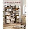 Songmics Knygų lentyna su metaliniu rėmu, 14 lentynų, 24 x 128 x 166 cm, vintage ruda, juoda
