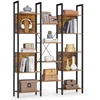 Songmics Knygų lentyna su metaliniu rėmu, 14 lentynų, 24 x 128 x 166 cm, vintage ruda, juoda