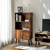 Songmics Knygų spinta su durelėmis, retro stiliaus, 60 x 30 x 120 cm, ruda ir juoda