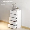 Koduva Komoda su 5 stalčiais, balta, 55 x 34 x 100 cm