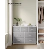 Songmics Komoda su 7 medžiaginiais stalčiais, 28,5 x 98 x 85 cm, pilkai balta