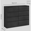 Koduva Komoda su 8 stalčiais, juoda, 40 x 119,4 x 97,5 cm, medžio drožlių plokštė ir MDF