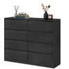 Koduva Komoda su 8 stalčiais, juoda, 40 x 119,4 x 97,5 cm, medžio drožlių plokštė ir MDF