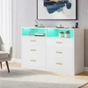 Koduva Komoda su LED apšvietimu ir įkrovimo stotele, 6 stalčiai, balta, 40 x 119 x 81,2 cm