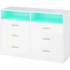 Koduva Komoda su LED apšvietimu ir įkrovimo stotele, 6 stalčiai, balta, 40 x 119 x 81,2 cm