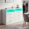 Koduva Komoda su LED apšvietimu ir įkrovimo stotele, 6 stalčiai, balta, 40 x 119 x 81,2 cm