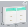 Koduva Komoda su LED apšvietimu ir įkrovimo stotele, 6 stalčiai, balta, 40 x 119 x 81,2 cm