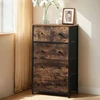 Songmics Komoda su medžiaginiais stalčiais, 56 x 30 x 89,3 cm, MDF ir metalas, vintage ruda-juoda
