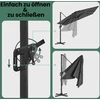 Songmics Konsolinis skėtis nuo saulės 290 x 290 cm, 360° pasukamas, su stovu, dūmų pilkas