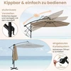 Koduva Konsolinis skėtis nuo saulės, rudas, Ø 350 cm, su saulės energija maitinamais LED šviestuvais ir smėlio maišu