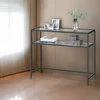Koduva Konsolinis stalas su 2 lentynomis, stiklas ir metalas, 100 x 35 x 80 cm, juodas
