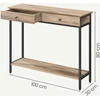 Songmics Konsolinis stalas su 2 stalčiais, 30 x 100 x 80 cm, plienas, rudai juodas