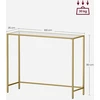 Songmics Konsolinis staliukas iš metalo ir stiklo, auksinės spalvos, 100 x 35 x 80 cm