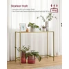 Songmics Konsolinis staliukas iš metalo ir stiklo, auksinės spalvos, 100 x 35 x 80 cm