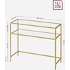 Songmics Konsolinis staliukas su 2 lentynomis, metalas ir stiklas, aukso spalvos, 100 x 35 x 80 cm