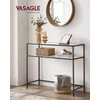 Songmics Konsolinis staliukas su 2 lentynomis, juodas, metalas ir stiklas, 100 x 35 x 80 cm