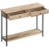 Songmics Konsolinis staliukas su 2 stalčiais, 30 x 100 x 80 cm, camel rudos ir juodos spalvos