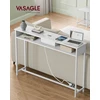 Songmics Konsolinis staliukas su lizdais, sniego baltumo, 25 x 120 x 81,1 cm, su 2 lentynomis