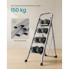 Songmics Kopėčių laiptelis su 4 pakopomis, plieno, iki 150 kg, pilkai rusvos spalvos