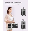 Songmics Kosmetinis lagaminas su ratukais, 4 dalių, rakinamas, juodas, 34 x 24 x 79,3 cm