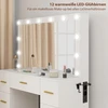 Koduva Kosmetinis staliukas su veidrodžiu ir 12 LED lempų, baltas, 100 x 40 x 137 cm