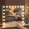 Koduva Kosmetinis veidrodis su 18 LED lempų, 3 spalvų režimai, RGB apšvietimas, Bluetooth garsiakalbis, 10x didinimas, baltas