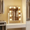 Songmics Kosmetinis veidrodis su LED apšvietimu, 15 lempučių, jutiklinis valdymas, baltas, 58 x 43 cm