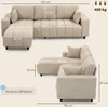 Koduva L formos kampinė sofa su keičiamu gultu, 3 vietų sofa su 2 pagalvėmis, metalinis rėmas, smėlio