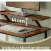 Koduva L formos rašomasis stalas su 2 stalčiais ir monitoriaus stovu, rudas, 105,1 x 135,1 x 89,6 cm