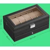 Koduva Laikrodžių dėžutė su stikliniu dangčiu, 2 aukštų, 12 laikrodžių, juoda, 32,5 x 11,5 x 19,5 cm