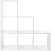 Songmics Laiptų formos knygų lentyna su 6 atvirais skyriais, balta, 97,5 x 97,5 x 29 cm