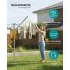 Songmics Lauko skėtinis skalbinių džiovintuvas su uždangalu, 45 m virve, sidabrinis, 139,2 x 139,2 x 182 cm