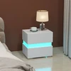 Koduva LED naktinis staliukas 2 stalčiais baltas spalvos